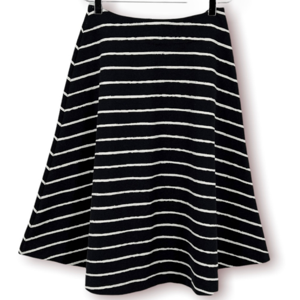 Elizabeth and James Skirt Womens 0 Akemi Black White Striped Ponte Knit A Line